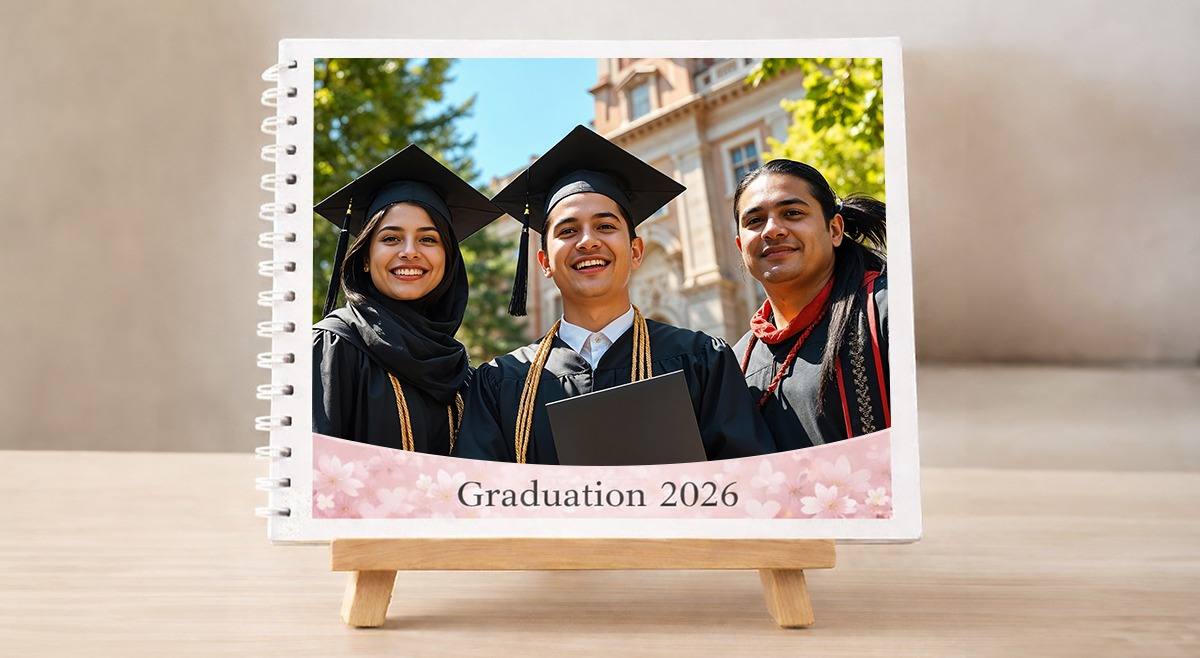 Mini graduation memory book Saudi Arabia with compact photo layout